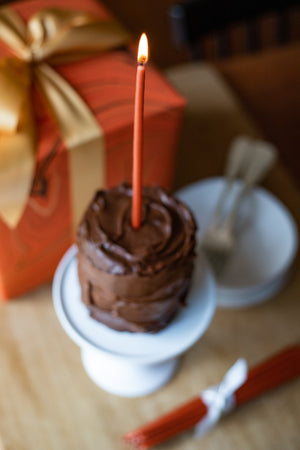 Tall Skinny Birthday Taper Candles - Color: Burnt Pumpkin - 12 ct