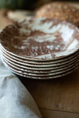 Vintage English Ironstone Cottage Soup Bowls - Set of 7