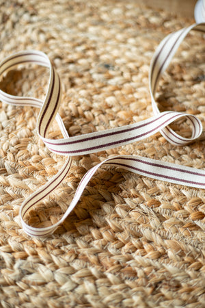 Cotton Ribbon - Burgandy Stripe - 5/8"