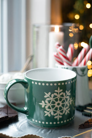 Snowflake Mug - Green and White