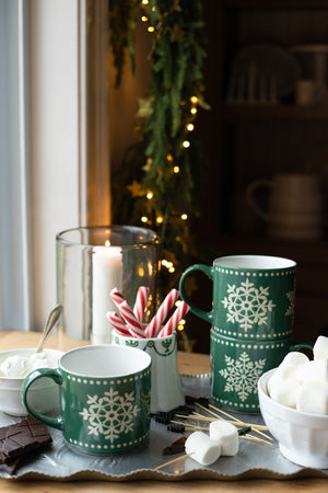 Snowflake Mug - Green and White
