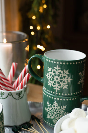 Snowflake Mug - Green and White