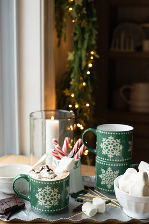 Snowflake Mug - Green and White