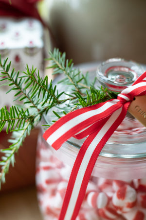 Red and White Grosgrain Ribbon - 5/8" x 30 yds