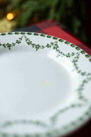 Vintage Plant Saucer Plate with Green Trim
