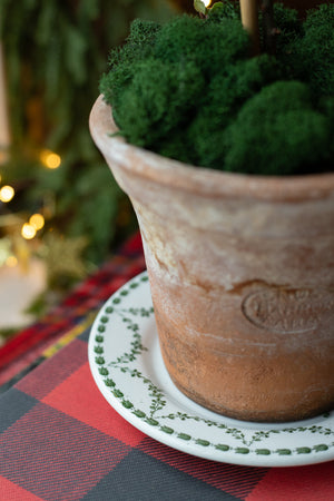 Vintage Plant Saucer Plate with Green Trim