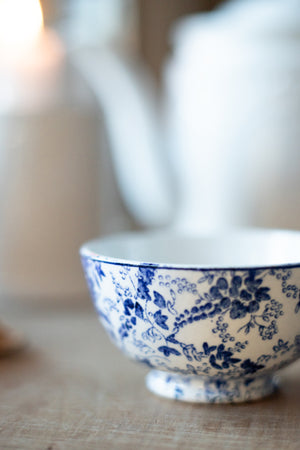 Antique Blue and White Creamer and Sugar Set