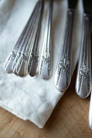 Vintage Silver Soup Spoons and Knives - Set of 6