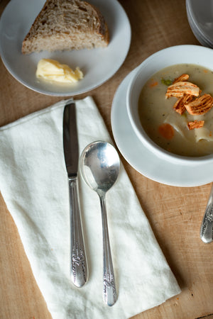 Vintage Silver Soup Spoons and Knives - Set of 6
