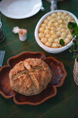 Vintage Wooden Quatrefoil Bread Tray