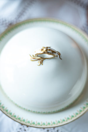 Antique Round Butter Dish with Domed Lid