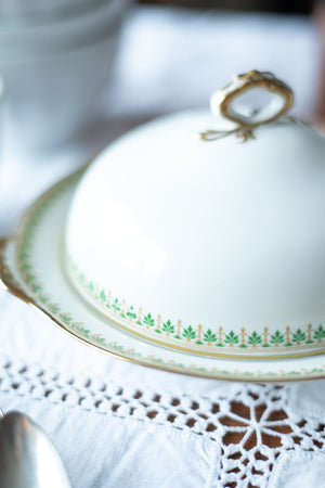 Antique Round Butter Dish with Domed Lid