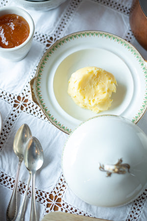 Antique Round Butter Dish with Domed Lid