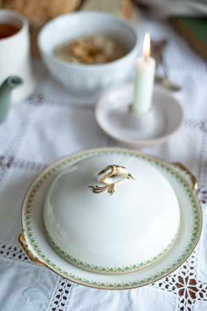 Antique Round Butter Dish with Domed Lid