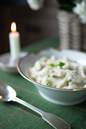 Vintage White Serving Bowl with Gold Trim