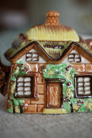 Vintage Thatched Cottage Teapot - Rectangular