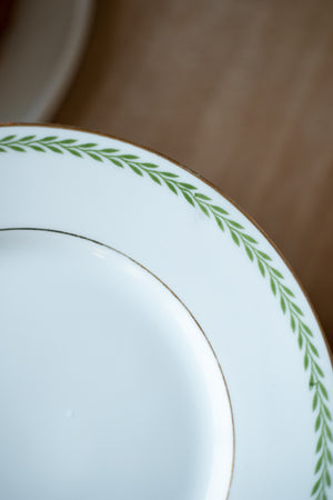 Vintage Leaf-Trimmed Dessert Plates (Set of 7) and Sauce Creamer