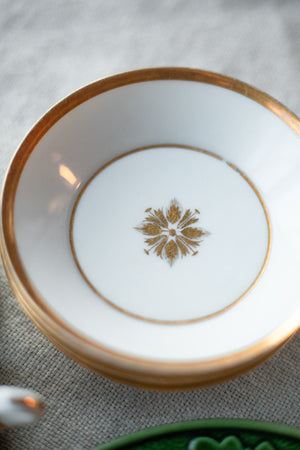 Antique Gold-Trimmed Espresso Set with Teaspoons