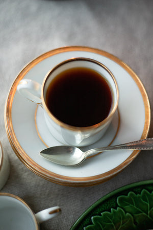 Antique Gold-Trimmed Espresso Set with Teaspoons