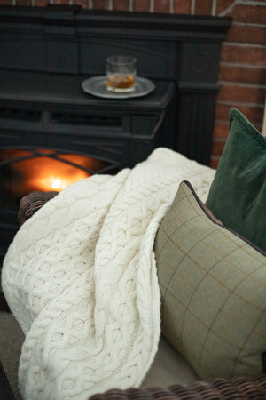 Irish Cable Knit Aran Throw
