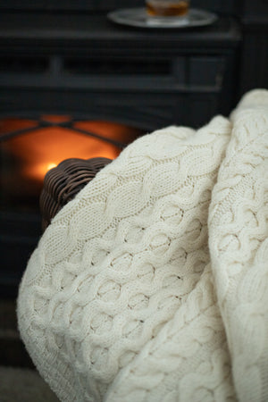 Irish Cable Knit Aran Throw
