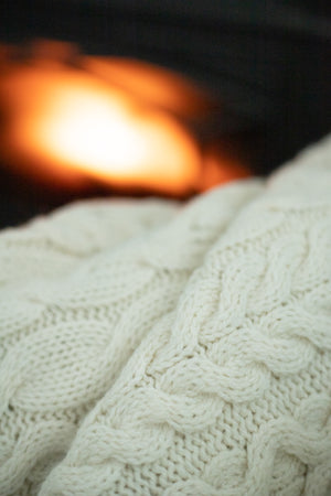 Irish Cable Knit Aran Throw