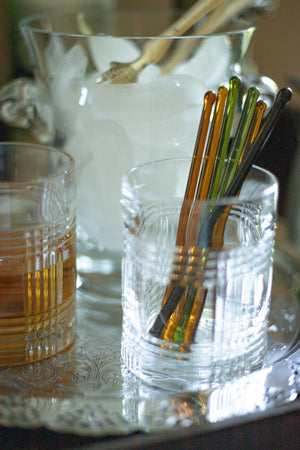 Vintage Glass Cocktail Stir Sticks - Autumn Colors - Set of 6