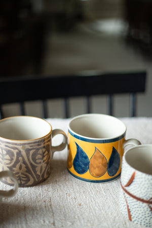 Hand-painted Stoneware Mugs - Set of 4