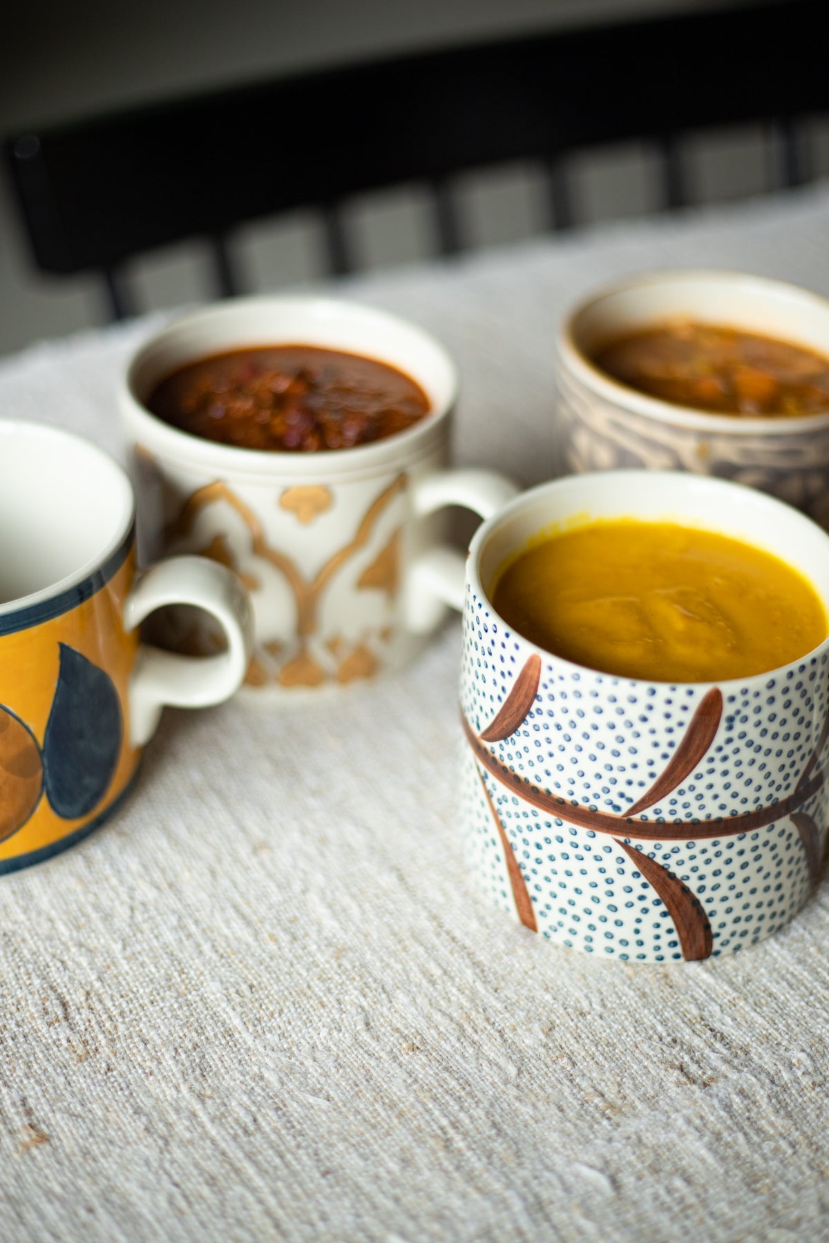 Hand-painted Stoneware Mugs - Set of 4