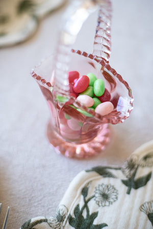 Vintage Pink Glass Basket