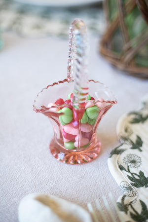 Vintage Pink Glass Basket
