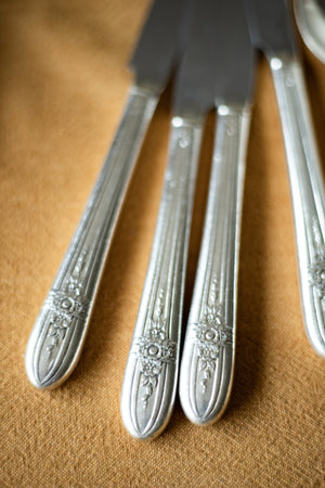 Vintage Silver Soup Spoons and Knives - Set of 4