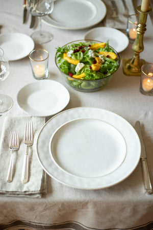 Handblown Glass Salad Bowl with Brown Rim