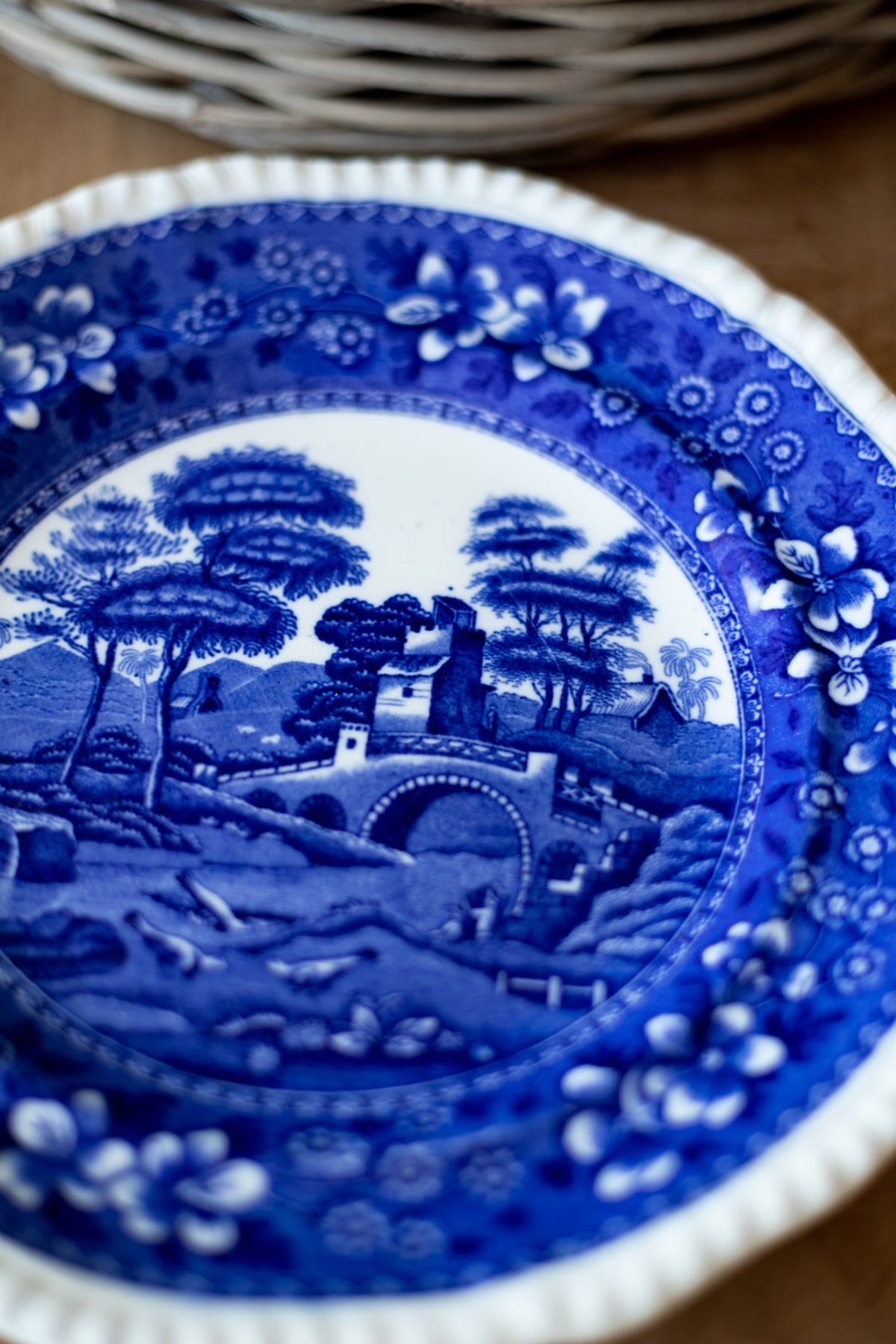blue ceramic plant saucer Antique Plant Saucer Plate - Choose Style