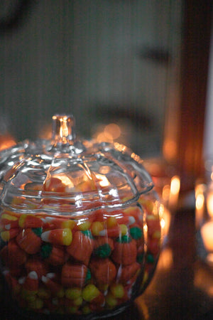 Glass Pumpkin Candy Jar with Lid