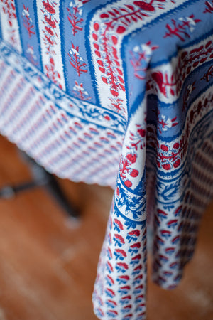 Red, White, and Blue Handprinted Tablecloth