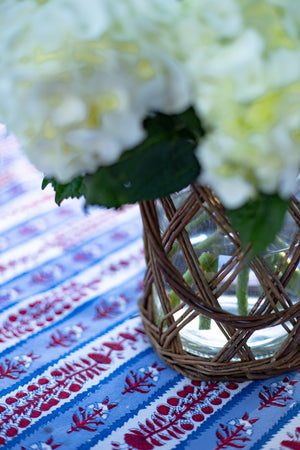 Classic Glass and Wicker Vase