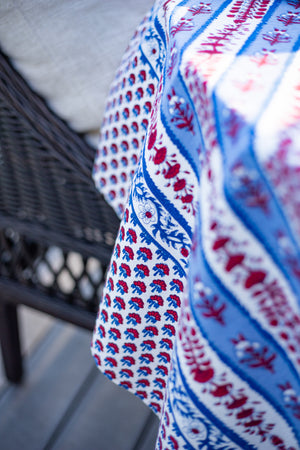 Red, White, and Blue Handprinted Tablecloth