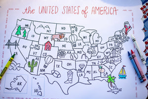 USA Map Coloring Placemats - Set of 12