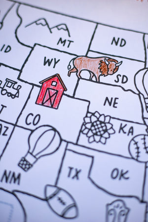 USA Map Coloring Placemats - Set of 12
