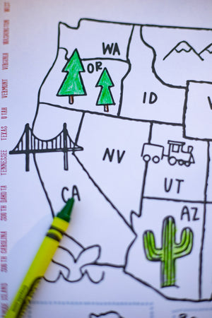 USA Map Coloring Placemats - Set of 12