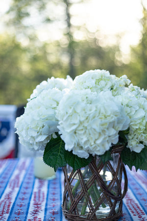 Classic Glass and Wicker Vase