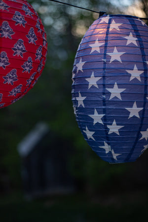 Red, White, and Blue Hanging Paper Lanterns - Set of 3