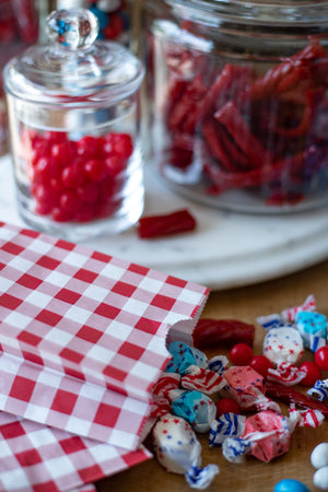 Red Gingham Popcorn/Favor Bags - Package of 10