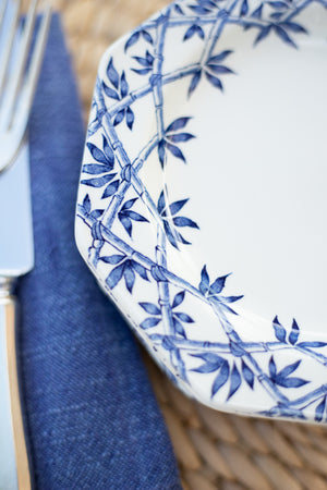 Vintage Blue and White Bamboo Pattern Ironstone Salad/Dessert Plates - Set of 8