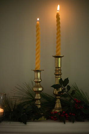 Beeswax Spiral Taper Candles - Set of 2