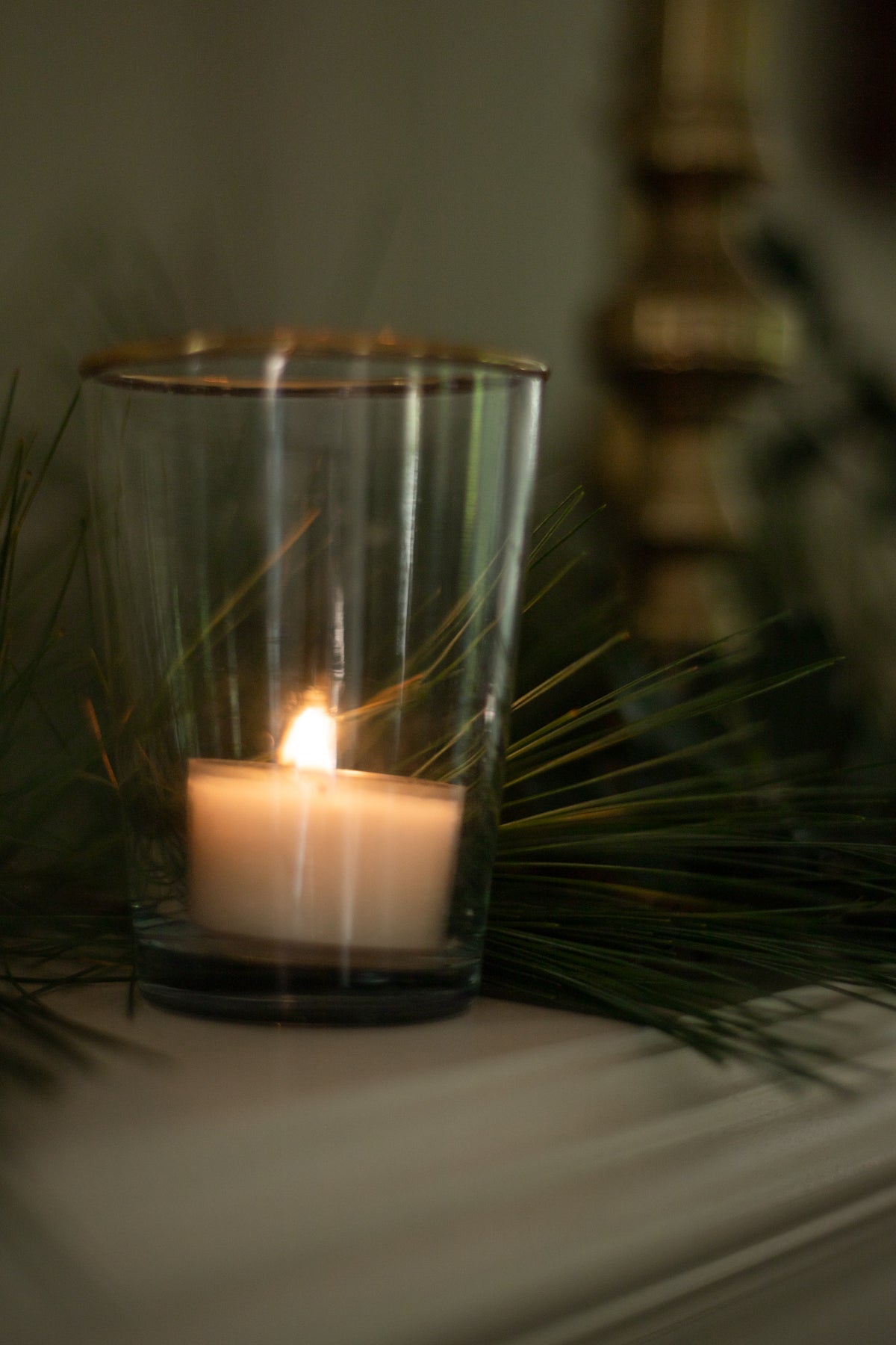 Gold-Rimmed Votive Candle Holder