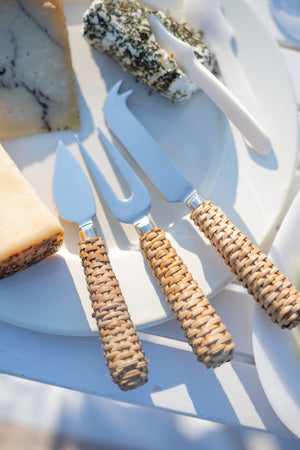 Rattan Cheese Knives - Set of 3