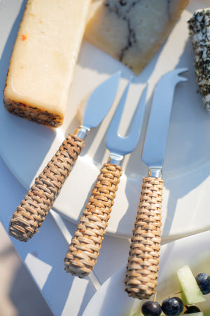 Rattan Cheese Knives - Set of 3