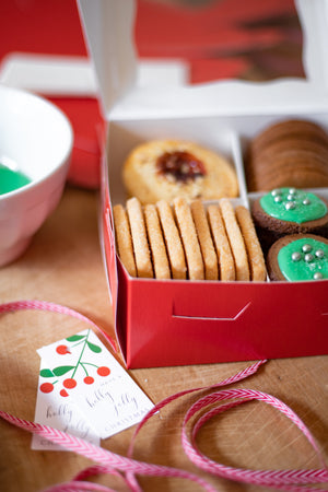 Red Christmas Cookie Box Set of 3 with Dividers